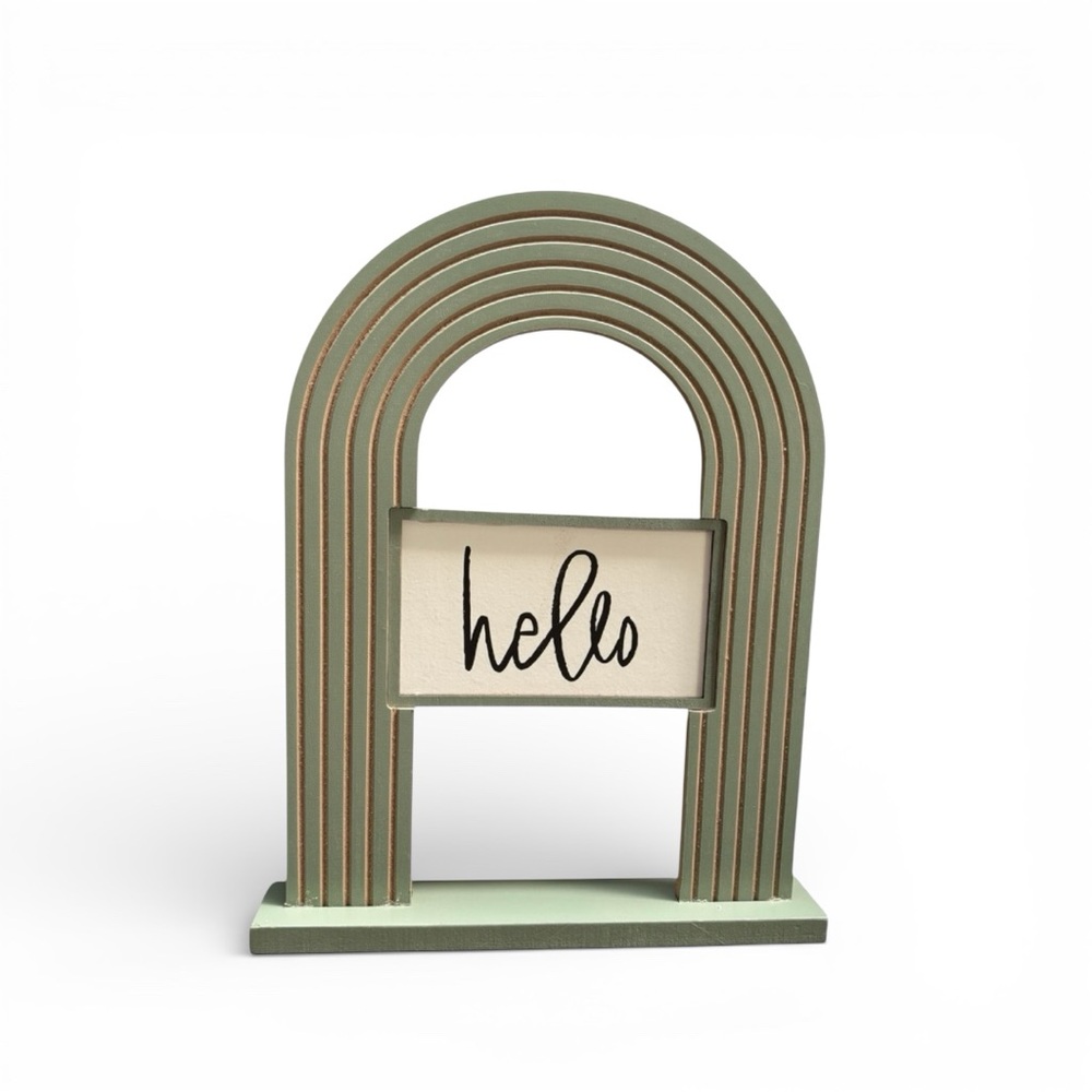 Green Arch 'Hello' Sign